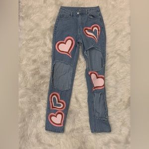 SHEIN heart distressed jeans
